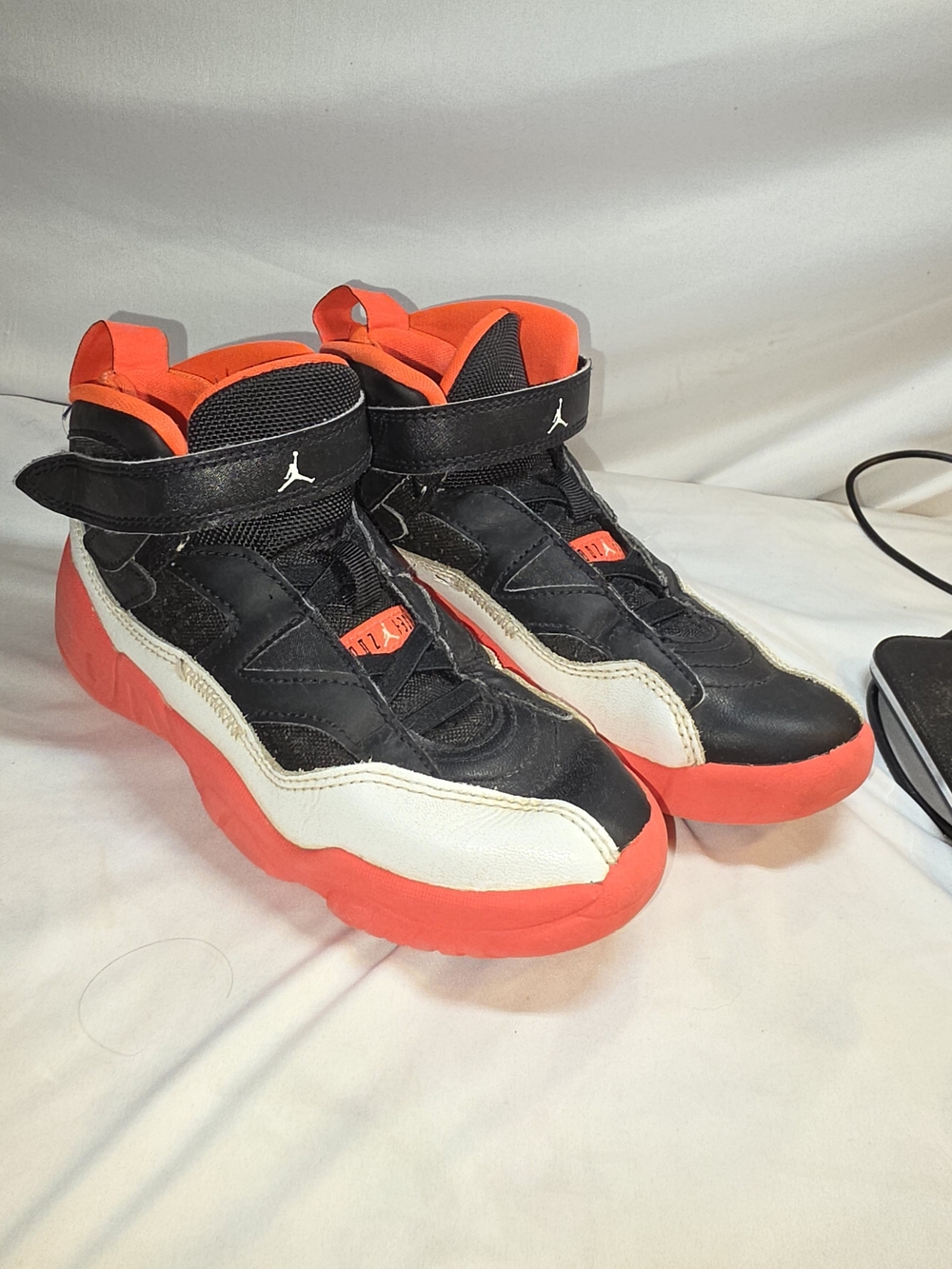 Jordan Kids High-Top Sneakers in Black, Orange & White